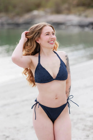 Careless Cuba bikinitopp - Mørkeblå - Brodert