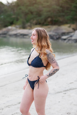 Careless Cuba bikinitopp - Mørkeblå - Brodert