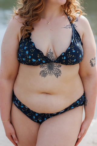 Careless Cuba Ruffles bikinitopp - Mørkeblå - Floral