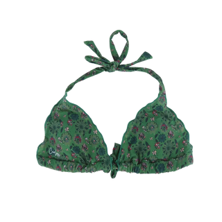 Careless Cuba Ruffles bikinitopp - Mørkegrønn - Flower Fantasia
