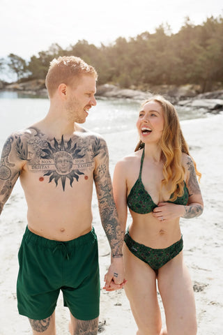 Careless Cuba Ruffles bikinitopp - Mørkegrønn - Flower Fantasia