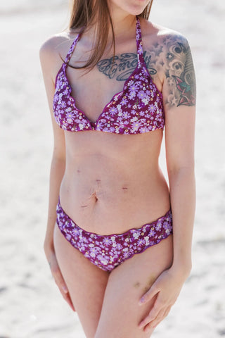 Careless Cuba Ruffles bikinitopp - Mørkelilla - Flower Boom Groups