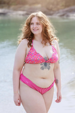 Careless Cuba Ruffles bikinitopp - Mørkerosa - Blossomir