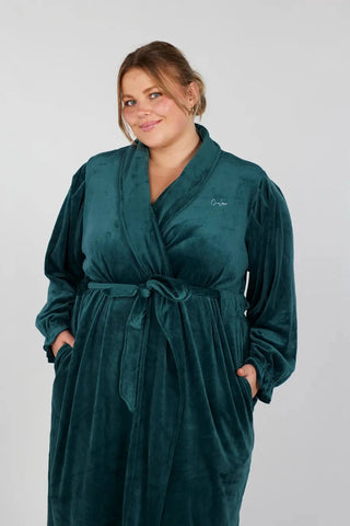 Careless Fluffy Morgenkåpe - Blågrønn