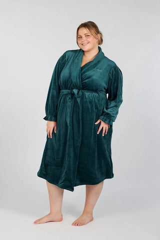 Careless Fluffy Morgenkåpe - Blågrønn