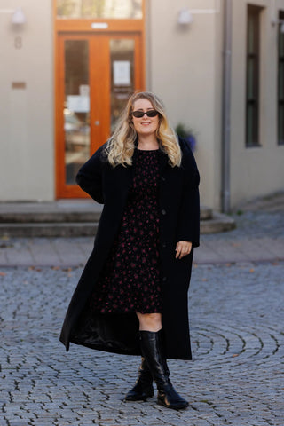 Careless Jakke Sophie Ullkåpe lang - Svart