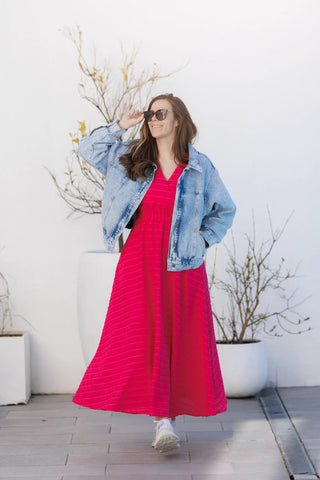 Careless Kjole Belle Dots Maxikjole - Pink Peacock