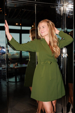 Careless Kjole Marit Blazerkjole - Mørk grønn