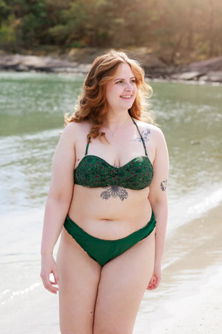 Careless Kypros bikinitopp -  Mørkegrønn - Flower Fantasia