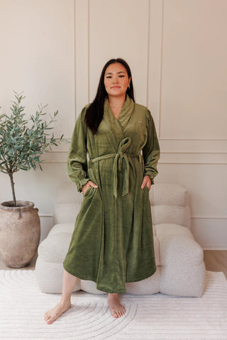 Careless Morgenkåpe Fluffy Morgenkåpe - Mørk grønn