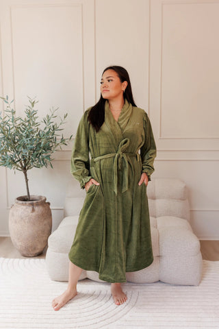 Careless Morgenkåpe Fluffy Morgenkåpe - Mørk grønn
