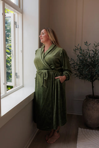 Careless Morgenkåpe Fluffy Morgenkåpe - Mørk grønn
