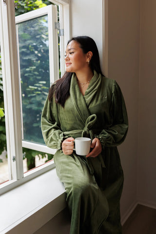 Careless Morgenkåpe Fluffy Morgenkåpe - Mørk grønn