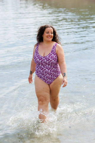 Careless Rhodos badedrakt - Mørkelilla - Flower boom groups