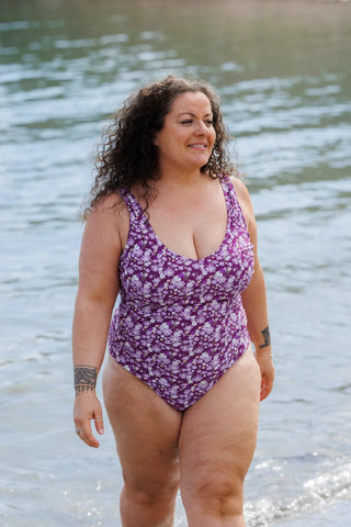 Careless Rhodos badedrakt - Mørkelilla - Flower boom groups