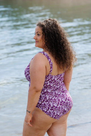 Careless Rhodos badedrakt - Mørkelilla - Flower boom groups