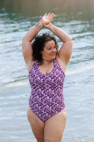 Careless Rhodos badedrakt - Mørkelilla - Flower boom groups