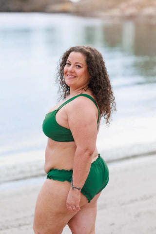 Careless Ruffles bikinitruse -  Mørkegrønn