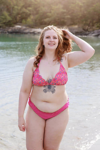 Careless Ruffles bikinitruse -  Mørkerosa