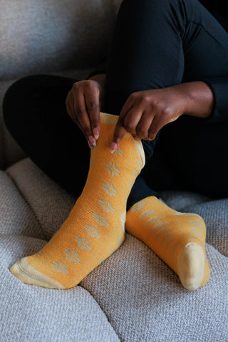 Careless Sokker Maria Sokker m/ull 2pk - Mellow Yellow/Samoan Sun