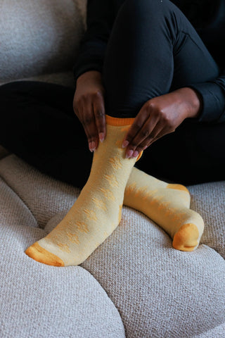 Careless Sokker Maria Sokker m/ull 2pk - Mellow Yellow/Samoan Sun