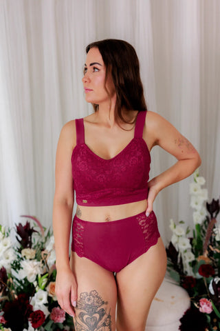 Careless Truse Anne Mid Waist truse - Mørk rød