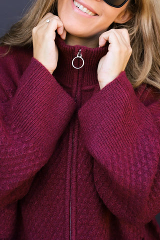 Katinka strikket cardigan - Burgunder