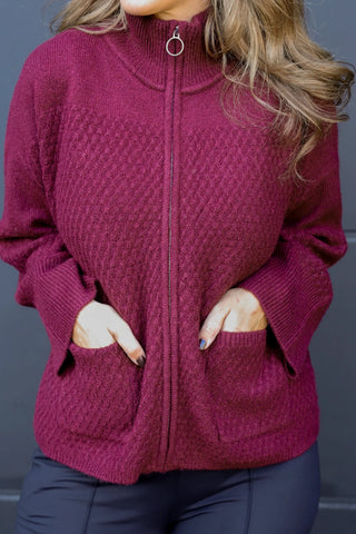 Katinka strikket cardigan - Burgunder