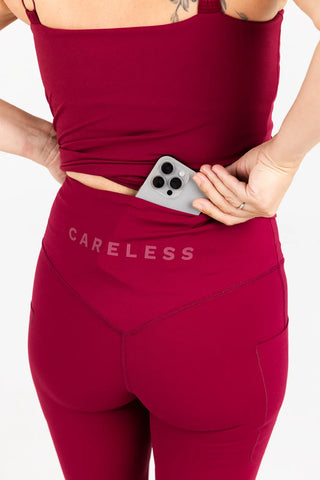 Careless Active flared tights m/3 lommer - Bringebærrosa
