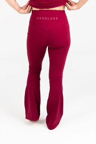 Careless Active flared tights m/3 lommer - Bringebærrosa