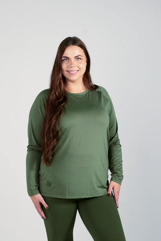 Careless Active loose fit long sleeve - Bronze Green