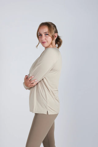 Careless Active loose fit long sleeve - Oxford Tan