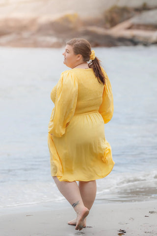 Careless Anna Solid kjole - Banana Cream