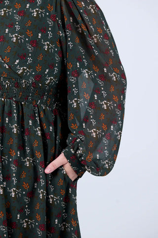 Careless Belle chiffon kjole - Mørk grønn