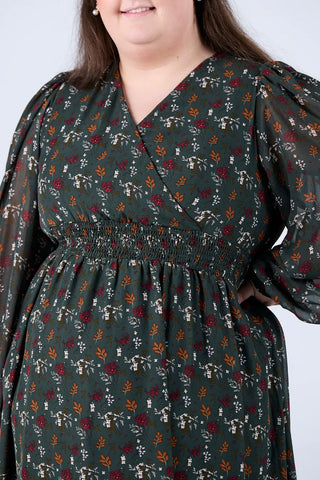 Careless Belle chiffon kjole - Mørk grønn