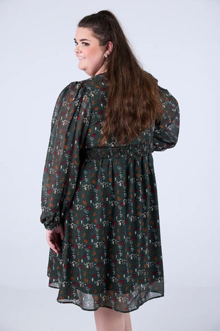 Careless Belle chiffon kjole - Mørk grønn