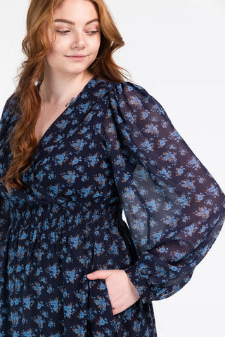 Careless Belle chiffon maxikjole - Mørk blå