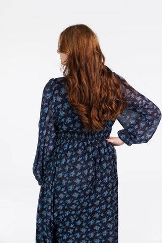 Careless Belle chiffon maxikjole - Mørk blå