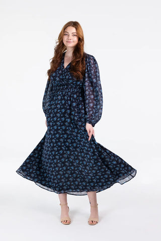 Careless Belle chiffon maxikjole - Mørk blå