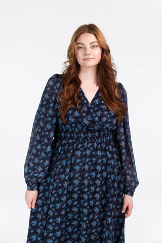 Careless Belle chiffon maxikjole - Mørk blå