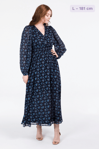 Careless Belle chiffon maxikjole - Mørk blå