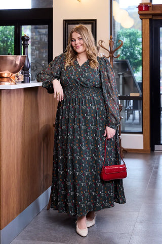 Careless Belle chiffon maxikjole - Mørk grønn