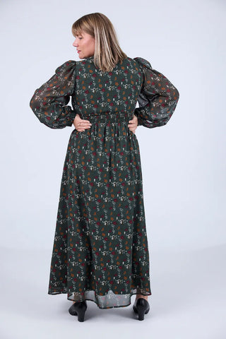 Careless Belle chiffon maxikjole - Mørk grønn