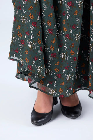 Careless Belle chiffon maxikjole - Mørk grønn