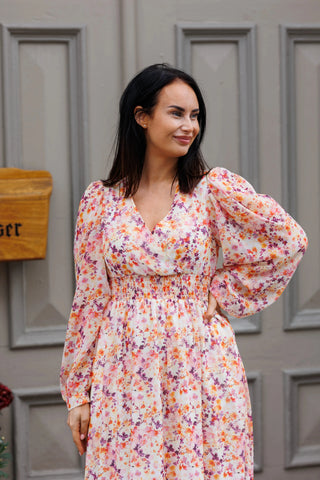 Careless Belle Chiffon maxikjole - Purple Floral