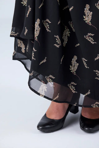 Careless Belle chiffon maxikjole - Svart