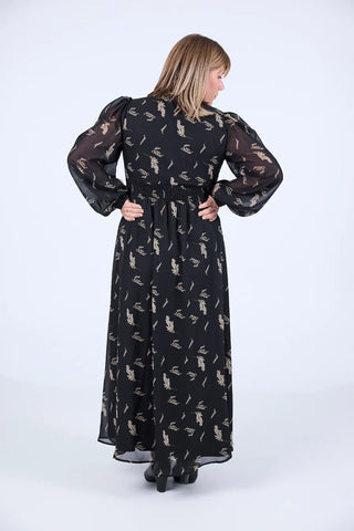 Careless Belle chiffon maxikjole - Svart