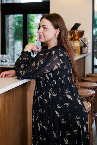 Careless Belle chiffon maxikjole - Svart