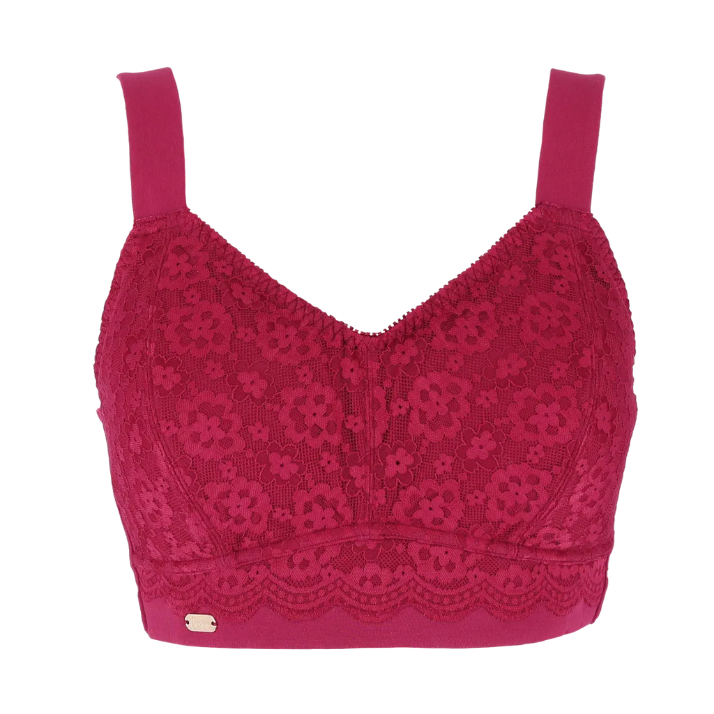 Aline Flower Big Cup BH - Mørk rød – Careless