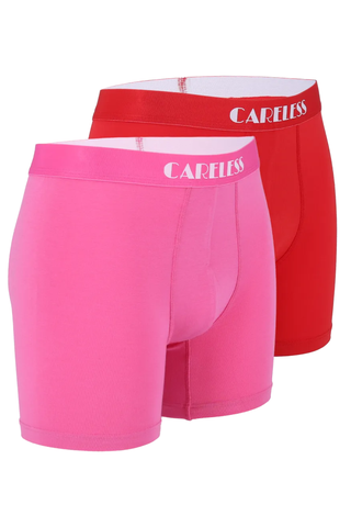 Careless Boksershorts Lukas Boksershorts long 2pk - Rød / Rosa